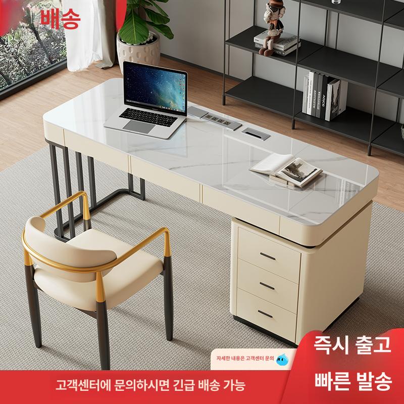 임원용 테이블 사무실 카키그레이 사장님 중역 원장실 단일책상판도라그레이캐비닛골드 120x60x75cm - 상세 이미지 2