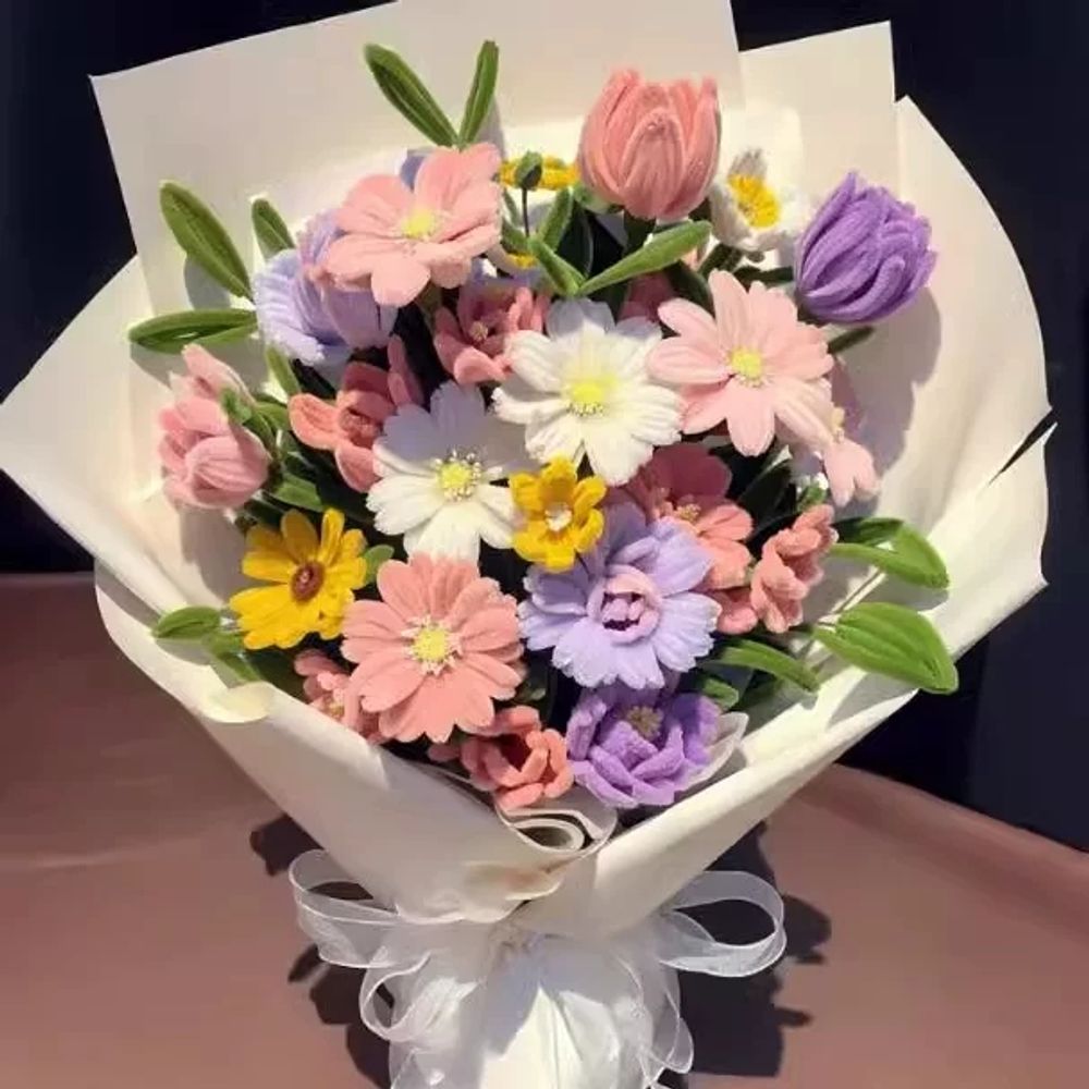 꽃다발키트 꽃다발 취미 선물 백합 만들기 핑크 패키 C. 오렌지 해바라기 혼합 꽃다발 재료 - 상세 이미지 2