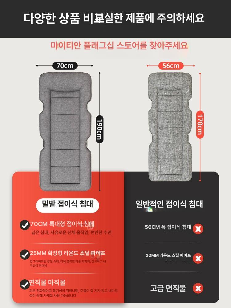 1인용접이식침대 쇼파베드 소형 당직 사무실 간이 디럭스 확장형 190 70cm - 상세 이미지 2