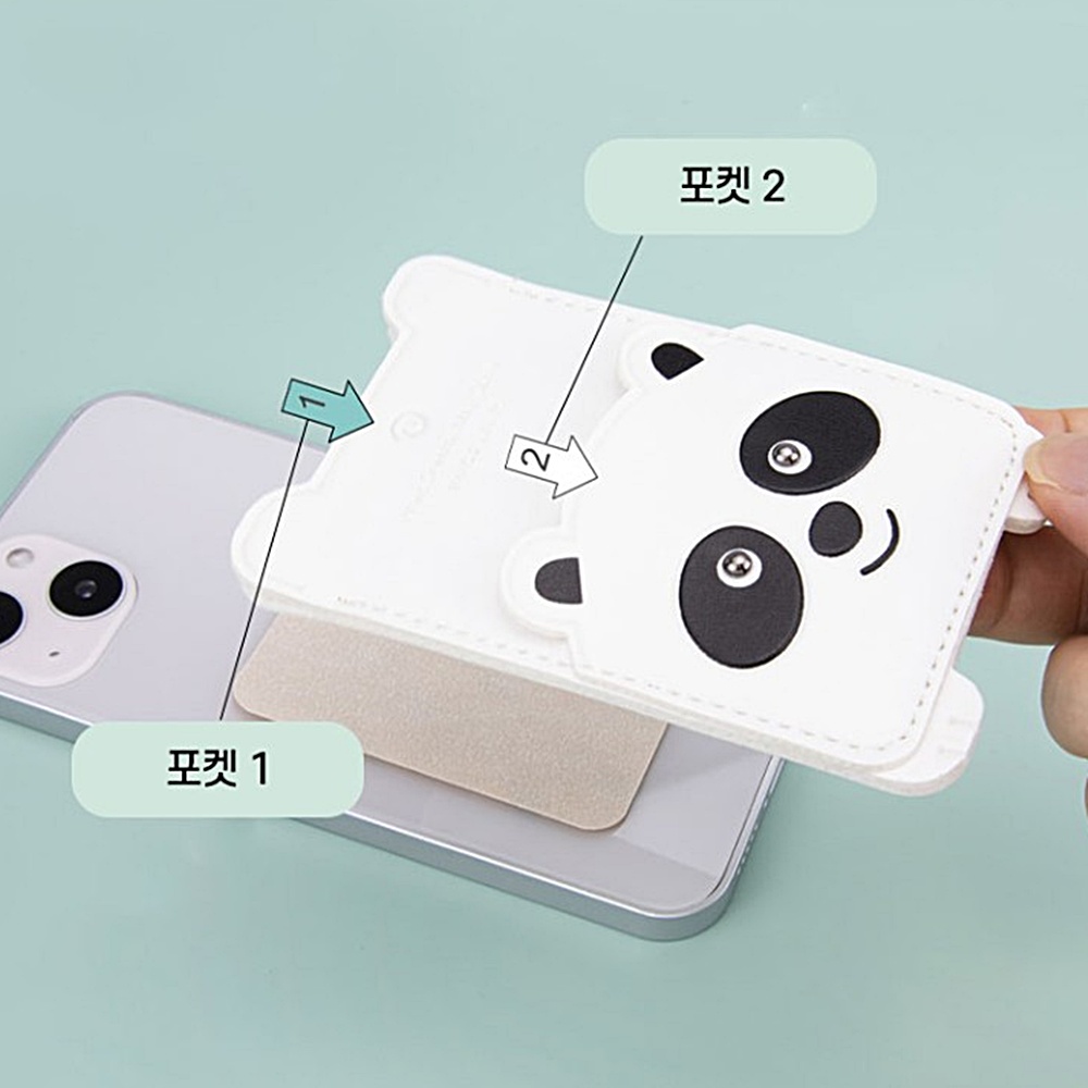 부착형 가죽 카드지갑 휴대폰 카드포켓 2칸 수납 카드홀더 박대표마켓 - 상세 이미지 3
