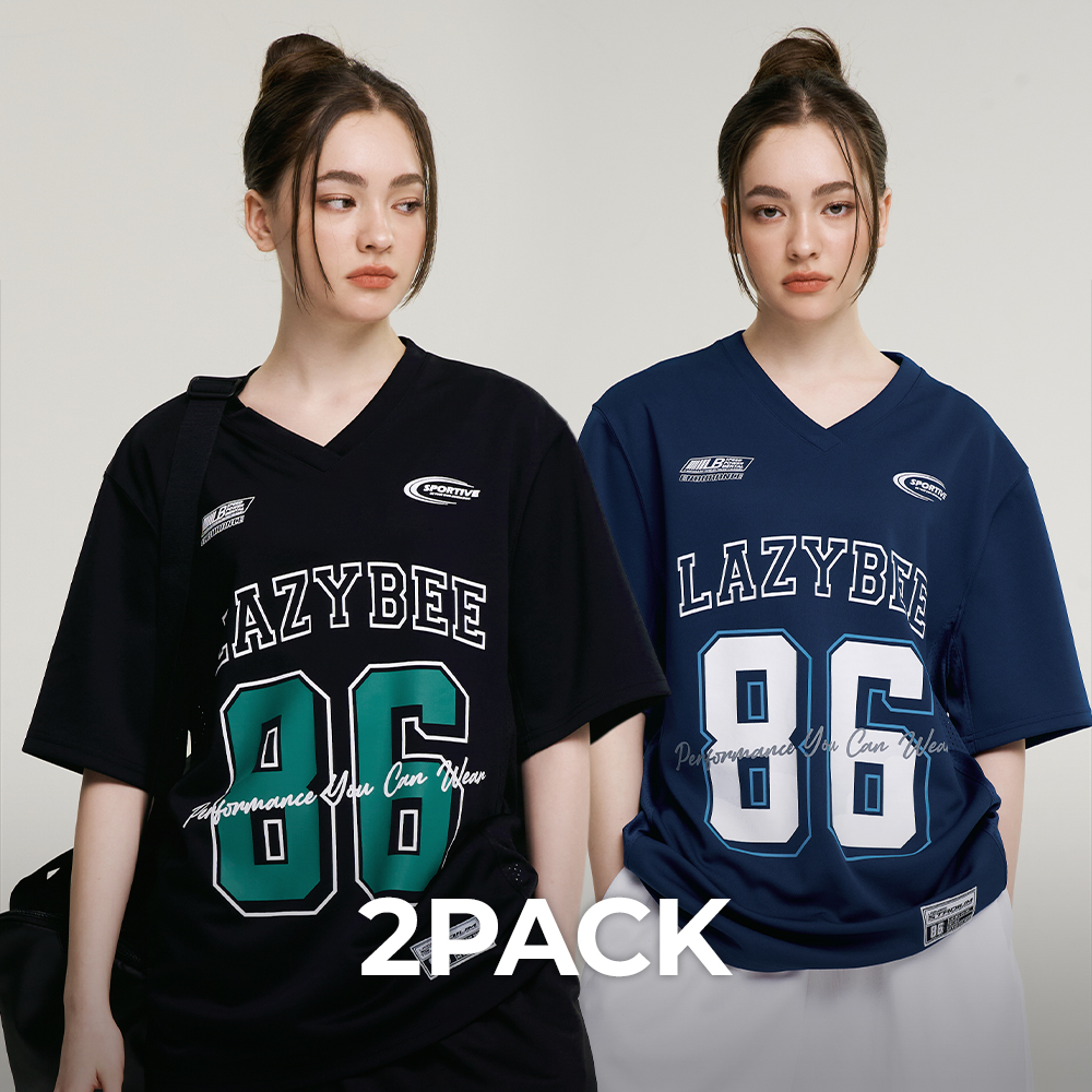 [2PACK] 여성 남자 매쉬 럭비져지 오버핏 반팔 헬스복 운동복 짐웨어 공용 - 상품 이미지