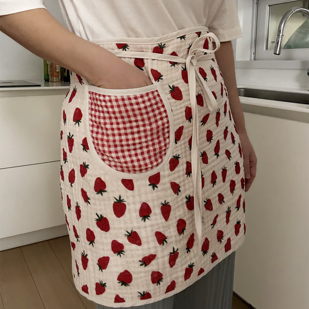 국내제작 주방 허리 앞치마 양면 4중 원피스 앞치마 거즈 행주 요루 린넨 카페