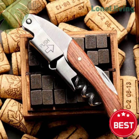 로넬리빙 에버바인 와인오프너 화리목 스틸 우드 핸들 나이프 병따개