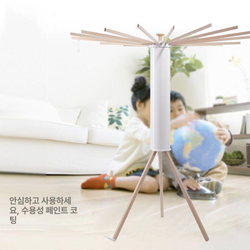 접이식 건조대 아이보리 벽걸이형 원형 이동식 빨래 거실 고급 너도밤나무 봉 아이보리 - 상세 이미지 3