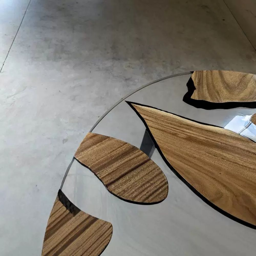 바다 레진 테이블 탁자 아트 식탁 우드슬랩 티테 A. 투명한, A. 130x130x75cm - 상세 이미지 3