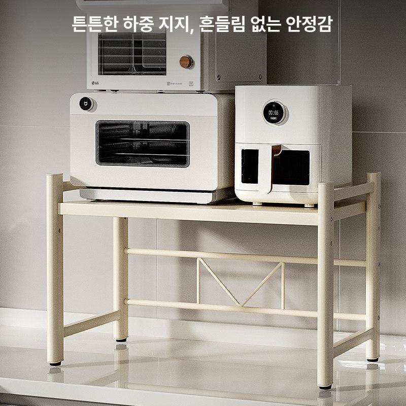 주방 렌지대 수납 정리대 밥솥 거치대 식탁위 선반 원룸 화이트 52cm 2칸 - 상세 이미지 3