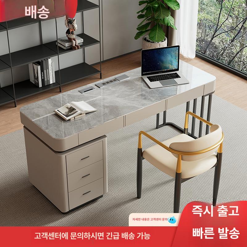 임원용 테이블 사무실 카키그레이 사장님 중역 원장실 단일책상판도라그레이캐비닛골드 120x60x75cm - 상세 이미지 3