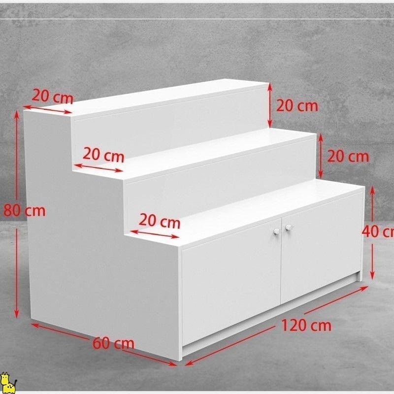 계단식 진열대 매대 전시대 매장 가방 반지 마트 약국 디스플레이 선반 진열장 2단 계단 80x40x40cm - 상세 이미지 5