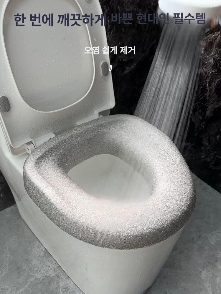 두꺼운 변기커버 변기 화장실 쿠션 부드러운 시트 범용 A13 그레이 - 상세 이미지 5