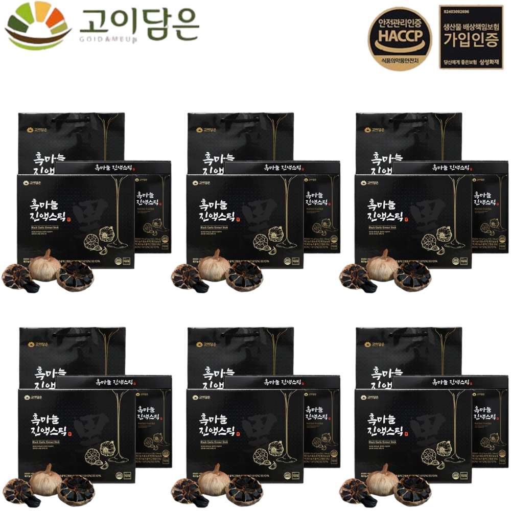 고이담은 프리미엄 발효 흑마늘 진액 스틱 국내산 흙마늘 즙 엑기스 효능 15g, 30포, 6개 - 상품 이미지