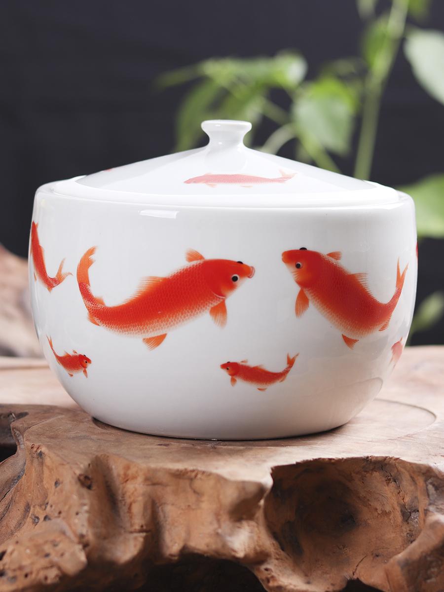 세라믹 요강 밀봉 도자기 침상 소변통 어르신용 이동식 1.5kg 눈의 풍경 - 상세 이미지 4