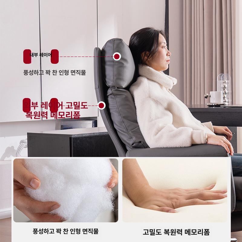 중역의자 사무용 의자 컴퓨터 소가죽 사장님 팔걸이 리클라이너 라이트커피 탑그레인 가죽 발받침 포함 강철 받침대 고정형 팔걸이 - 상세 이미지 3