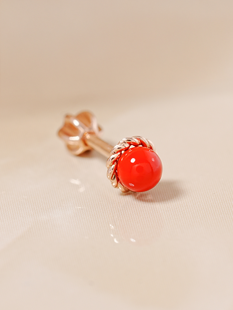 14K 18K 루비볼 포인트 피어싱 - 상품 이미지