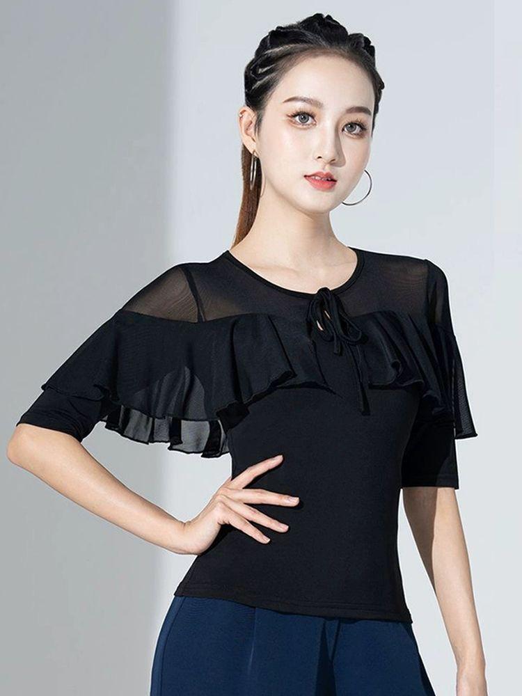 여성 모던 댄스상의 무대 공연 의상 원피스 사교 라인 네이비블루 m - 상세 이미지 4