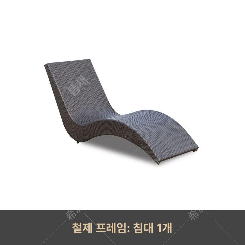 라탄 썬베드 수영장 야외 카페 발코니 풀빌라 펜션 태닝 블랙 라운지 실내용철제프레임 이미지 6