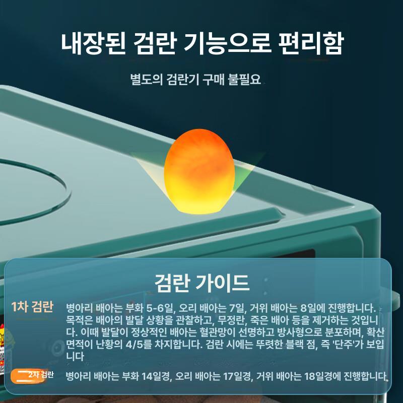 자동 부화기 병아리 오리 거위 양계장 알 인큐베이터 계란 소형 유정란 가정용 - 상세 이미지 5