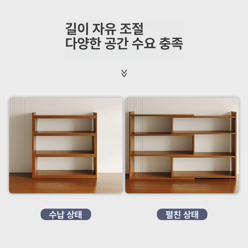 확장형 모듈 슬라이딩 책장 다용도 테이블 좌식 침대 공간 패브릭 거실 책상 원목 - 상세 이미지 2