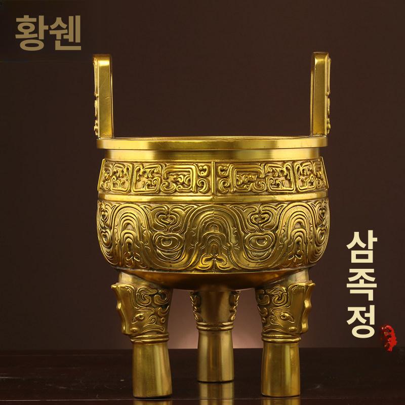 황동 향로 놋쇠 향꽂이 제수용품 화로 받침대 제사 골동품 향로 향꽂이 - 상세 이미지 2