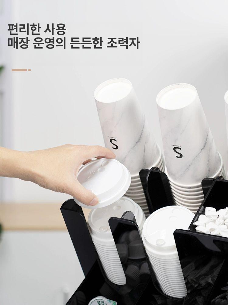 종이컵 디스펜서 컵 원터치 카페용 테이크아웃 스탠드 블랙 3단 9칸 수납 선반 - 상세 이미지 4
