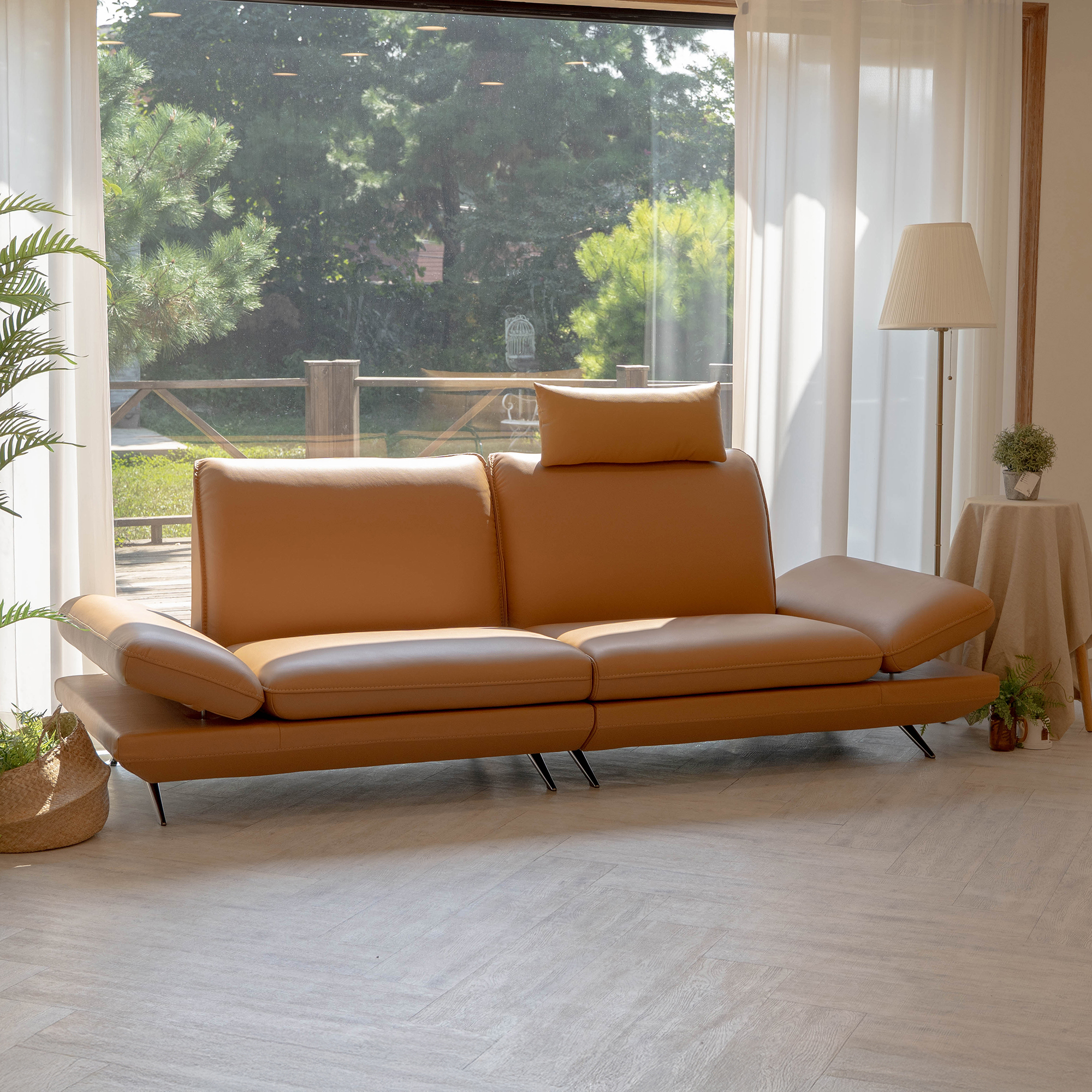 코인 3.5인 소파 전체 천연면피 통가죽 풀그레인 소프트터치 슈렁큰 폭 좁은 거실 쇼파