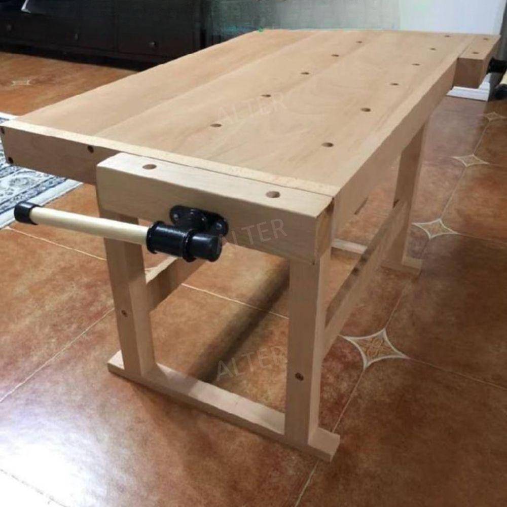 목공 작업대 공방 공예 작업다이 클램프 절단 고무나무 고무나무 테이블 110x49x57cm - 상세 이미지 2