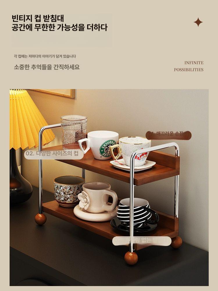 틈새 수납장 슬라이드 슬림 다용도 인테리어 서랍형 선반 빈티지 2단 데스크탑 선반 - 상세 이미지 4