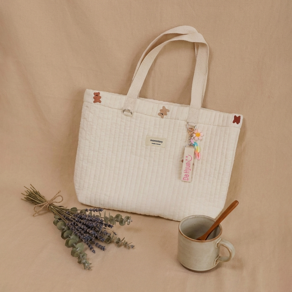 [행사]네임택포함 가벼운 누빔 이니셜 자수 네임택 국내제작 기저귀 숄더백 아기 가방 맘토리