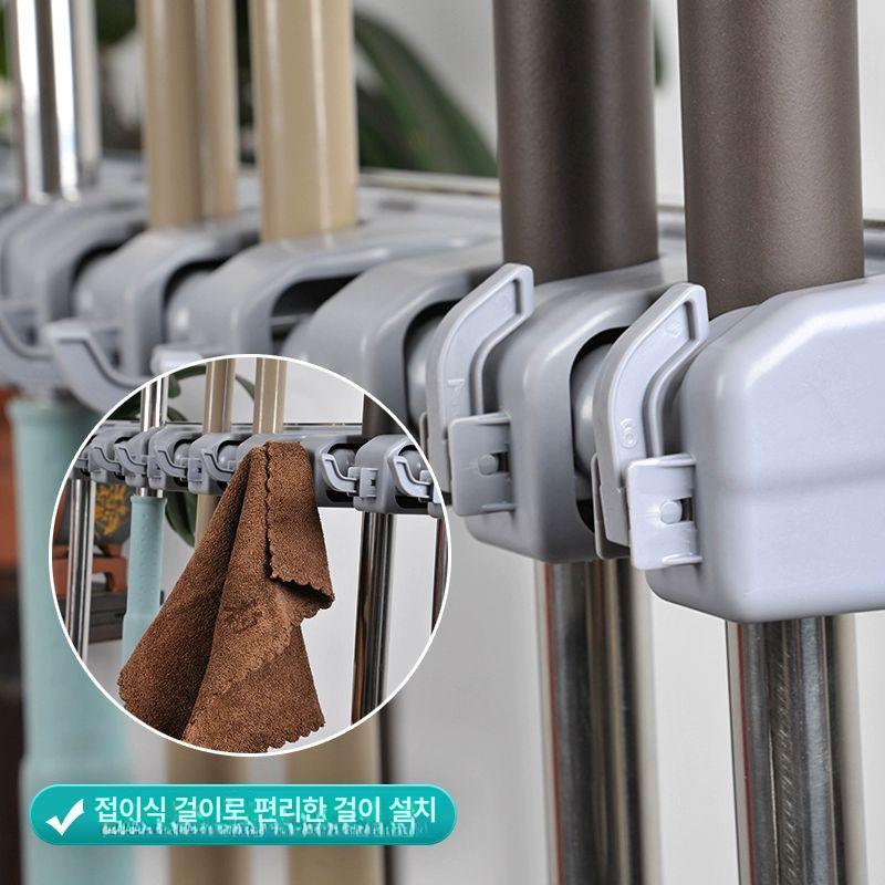 이동식 청소도구함 학교용 정리대 청소용 거치대 대걸래 1단계 양면 16개 20개 대형 바퀴 - 상세 이미지 5