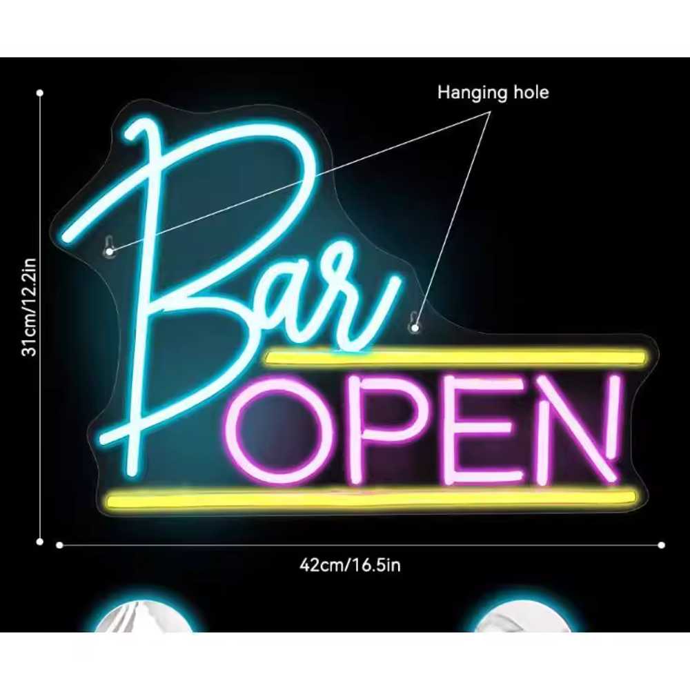 LED 네온사인 개업 오픈 벽 풀컬러 광고 술집 가게 38x23cm 바 술잔 10 이미지 7