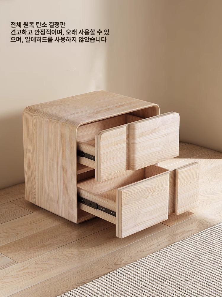원목 미니 침실 원룸 수납 가정용 옷걸이 선반 조립식 카키 완제품 50x40x48cm - 상세 이미지 5