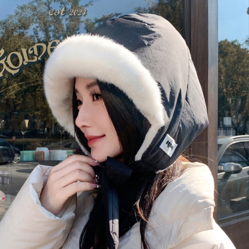 패딩 모자 후드 다운 페이크 바라클라바 털 모자 귀달이 벙거지 겨울 방한 보온 따뜻한 - 상품 이미지