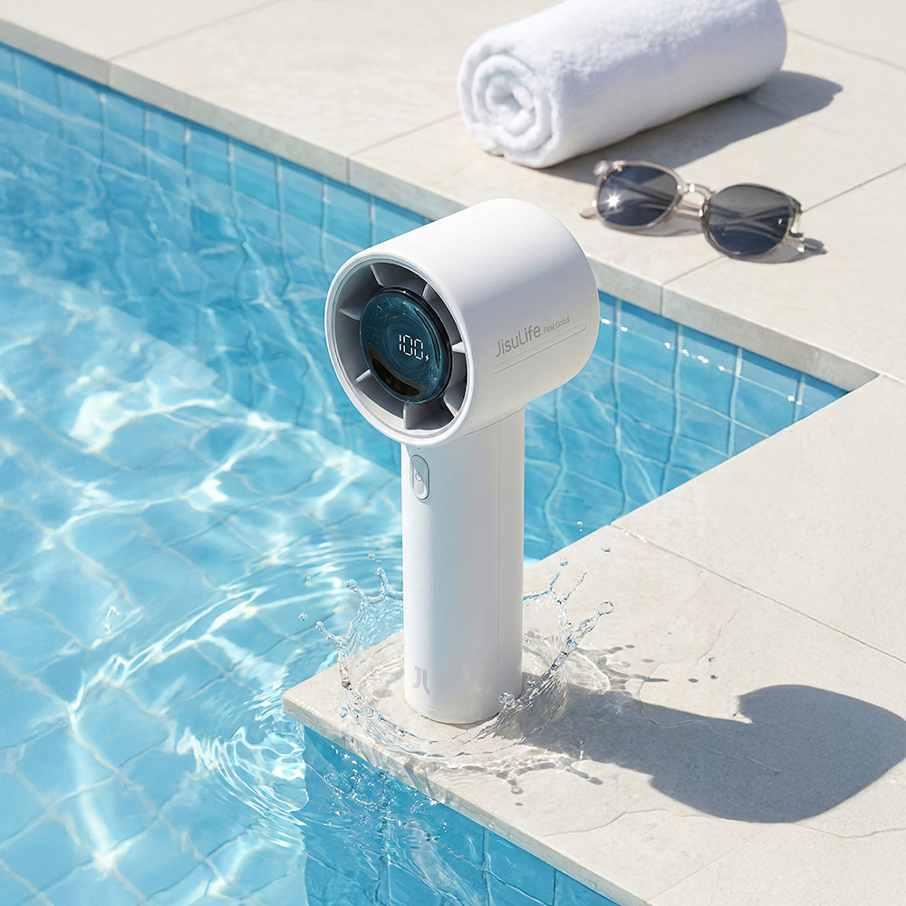 [아마존1위] 지수라이프 이유식 손 미니 무선 휴대용 선풍기 손풍기 Life10S 아이스 화이트