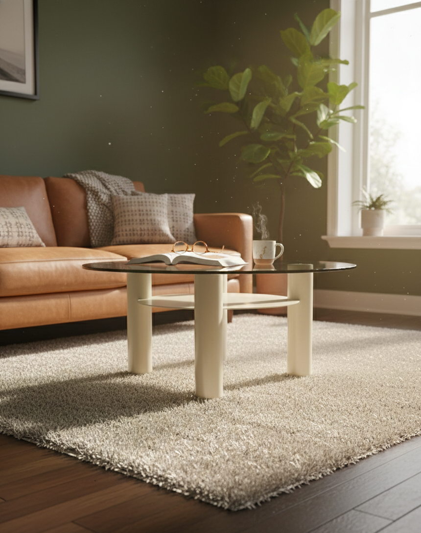 케이지메탈 라운드 강화유리 거실테이블 감성 소파테이블