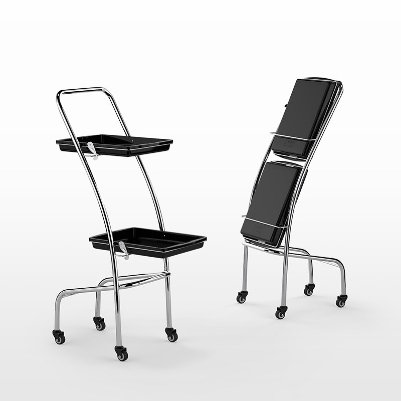 미용실 츄레이 접이식 2단 이동식 크롬도금 스틸 타투 반영구 뷰티샵 분리형 트레이 다용도 - 상품 이미지