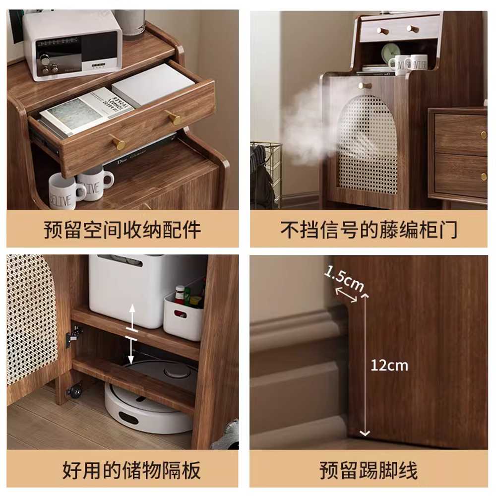 로봇청소기 수납장 랙 캐비닛 우드 선반 소파 옆 협탁 화이트 이미지 7