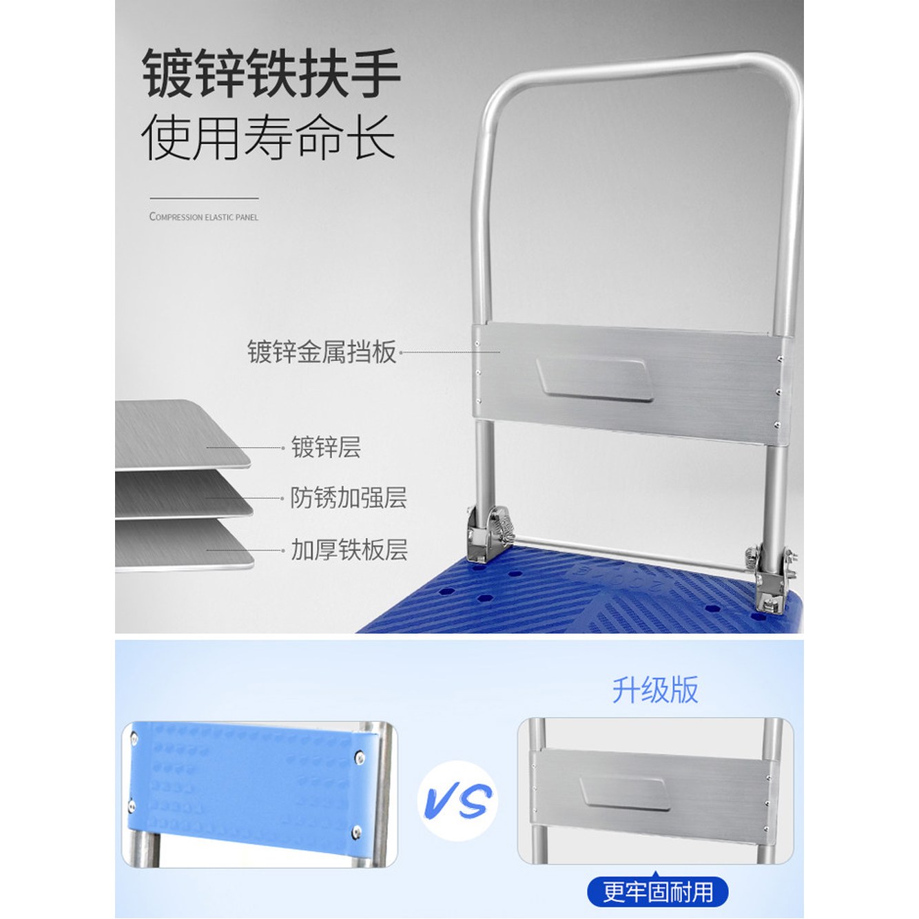 낚시용 접이식 손수레 순순 카트 캠핑용 핸드 의자가있는 평지일반PVC바퀴 1 접이식 카트 73x41 내마모성 링 휠 1 - 상세 이미지 2