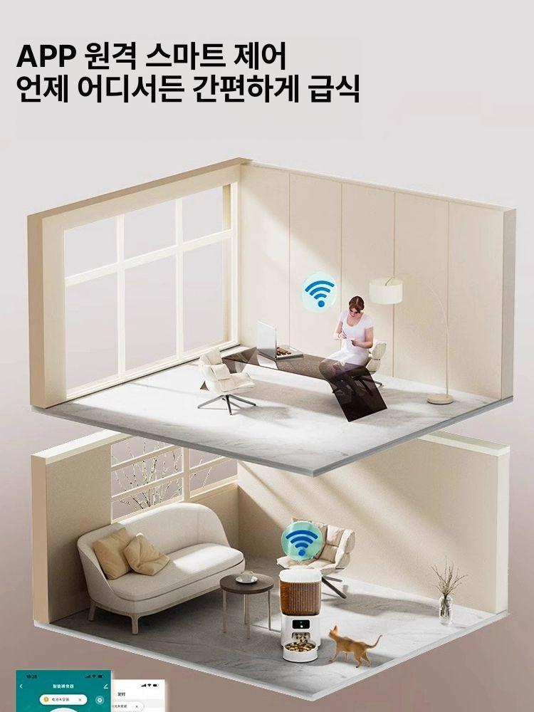 고양이 자동 급식기 듀얼 WiFi 프로그래머블 기능 기본 모델 타이머및정량 단일 그릇 - 상세 이미지 3