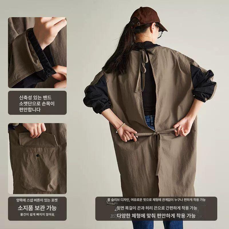 긴팔앞치마 작업복 발수천 공방 애완동물 미용 주머니 타슬론 커피 - 상세 이미지 5