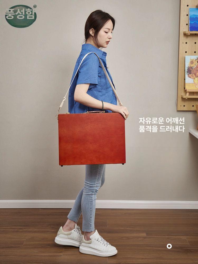 휴대용 원목 화구박스 스케치 용품 화판 그림 정리함 휴대용 월넛 - 상세 이미지 2