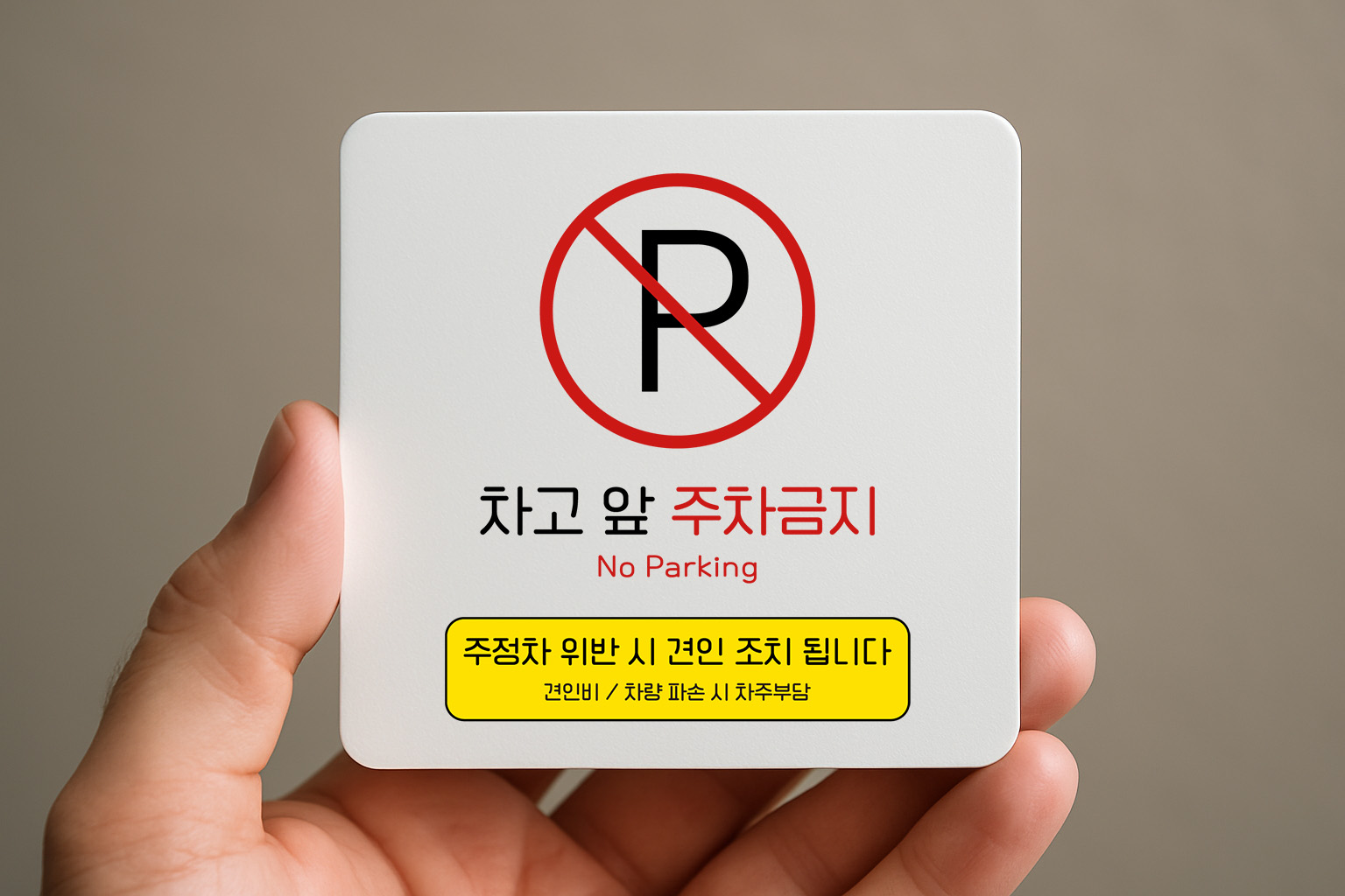 차고 앞 주차금지 표지판 주차장 출입구 주차 금지 안내판 표찰 275 100x100