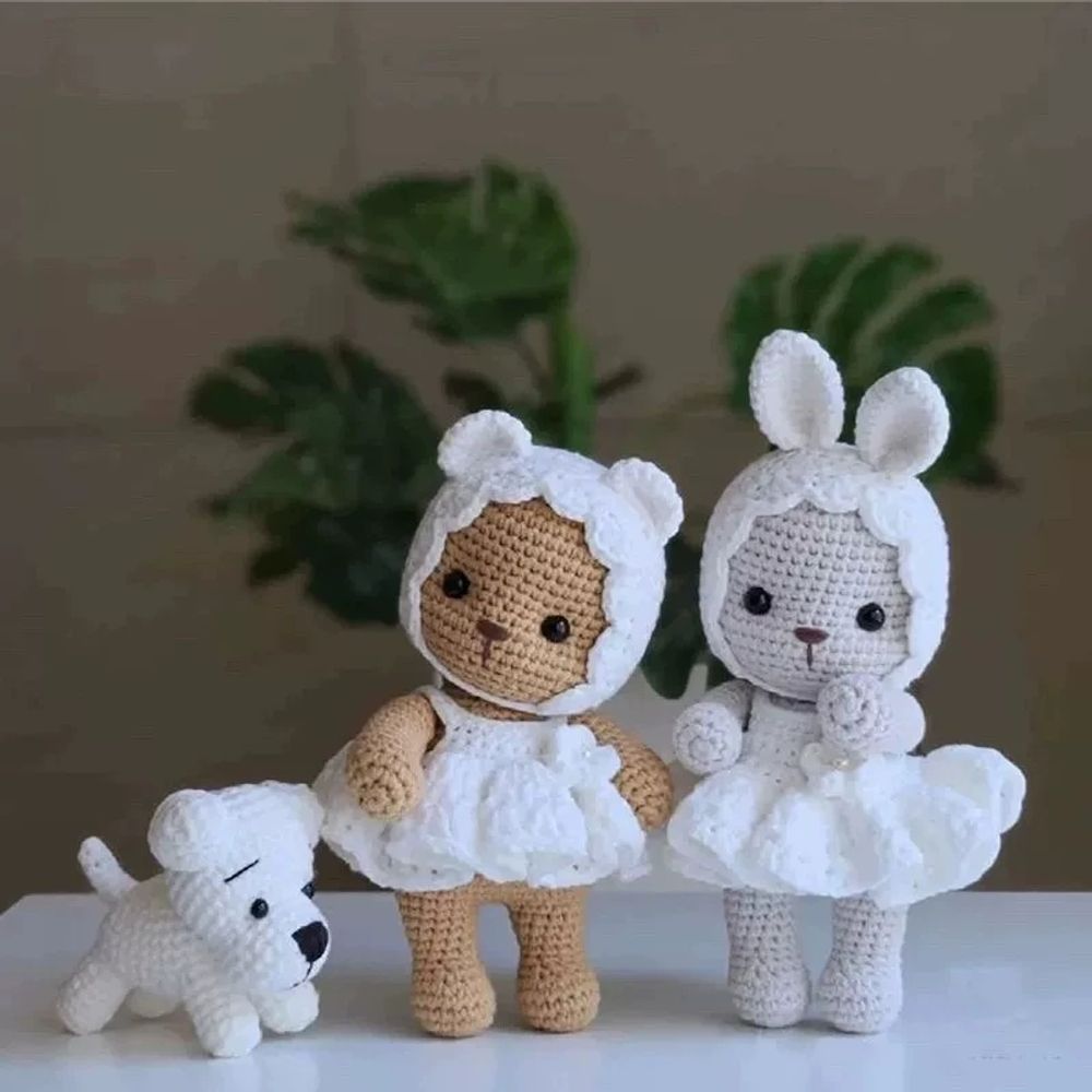 귀여운 손뜨 형 재료가방 키링 한 연두 세트 딸기 토끼 A. 하나의 콩 녹색 토끼 정보 팩 - 상세 이미지 3
