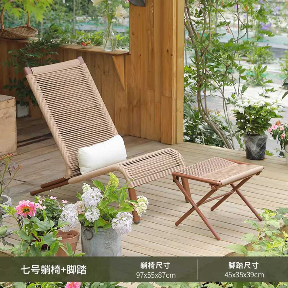 라탄 안락의자 체어 카페 정원 독서 등나무 라운지 라운지 체어 허리 쿠션 실내외 겸용 - 상세 이미지 5