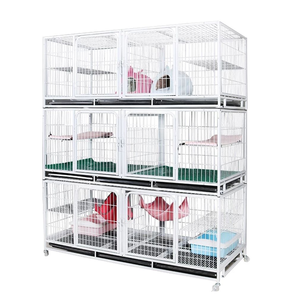 고양이 격리장 병원 6장 쉼터 반려동물 60x A. 고양이 케 번식 고양이 케 3층 고양이 케 다층 번식 케 칸막이 반려동물 가게 임시 가정 고양이 사육장 케 - 상품 이미지