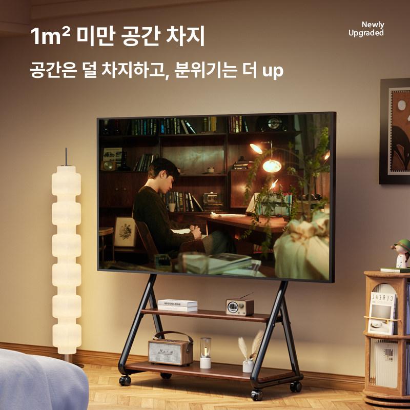 티비 TV거치대 높이조절 이동형 이젤형 거치대 이동식 클래식블랙 55 90인치 강관 - 상세 이미지 4