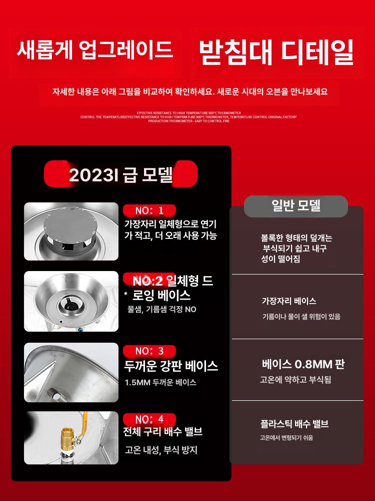 드럼통 캠핑용 그릴 훈제 화로 오븐 겸용 항아리 바베큐 90 파이프형 천연가스 3칸0.8두께 - 상세 이미지 3