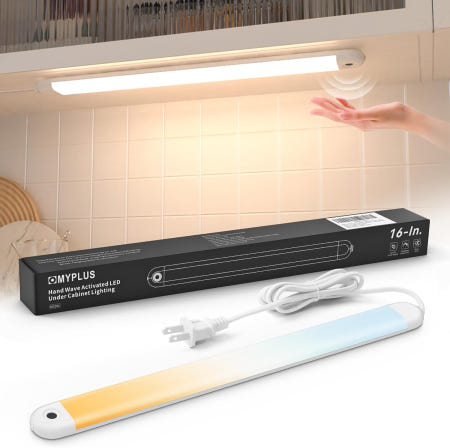 MYPLUS [해외]MYPLUS 16인치 캐비닛 조명 아래 주방용 카운터 600LM 밝은 LED 5가지 색상 온도 책상 싱크대 작업대용 디밍 가능한 플러그인 16 -1 Pack