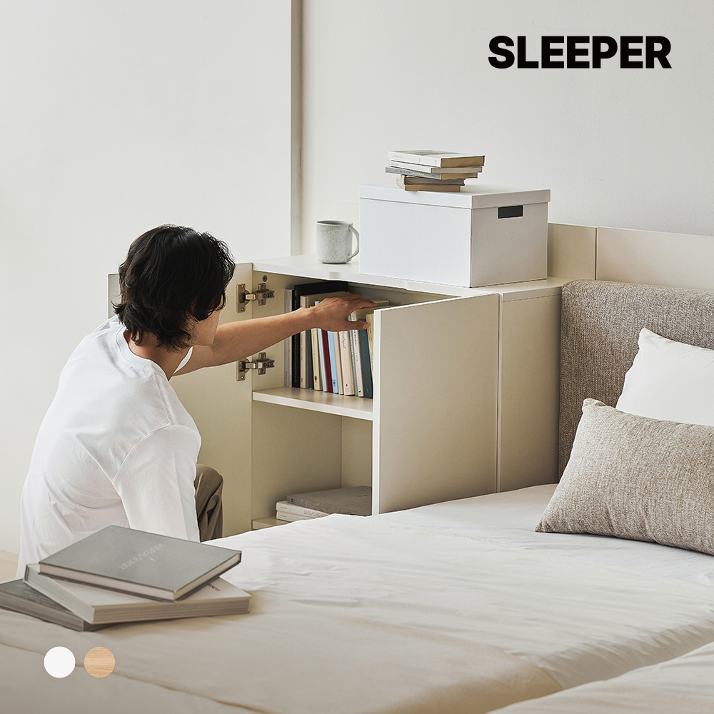 슬립퍼 허쉬 헤드형 원목 무드 수납 호텔 침대 프레임 Q.K(퀸.킹겸용), 내추럴오크