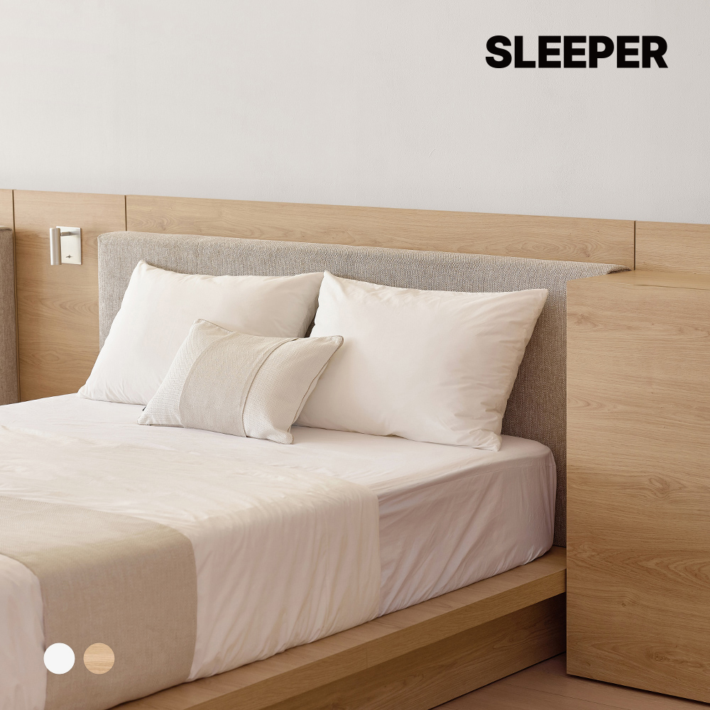 슬립퍼 허쉬 헤드형 원목 무드 수납 호텔 침대 프레임 Q.K(퀸.킹겸용), 내추럴오크