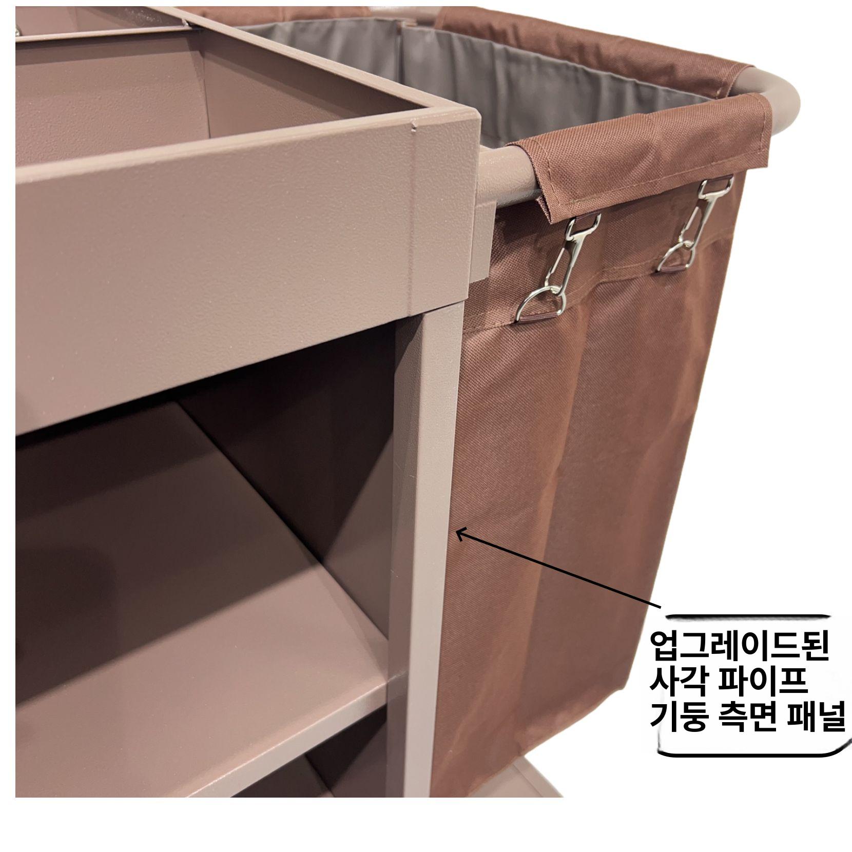 청소 카트 린넨 구르마 호텔 서비스카트 도구함 빨래 1길이 1단 천 5인치 타일 무소음 공구함 걸레걸이 2개 포함 - 상세 이미지 5