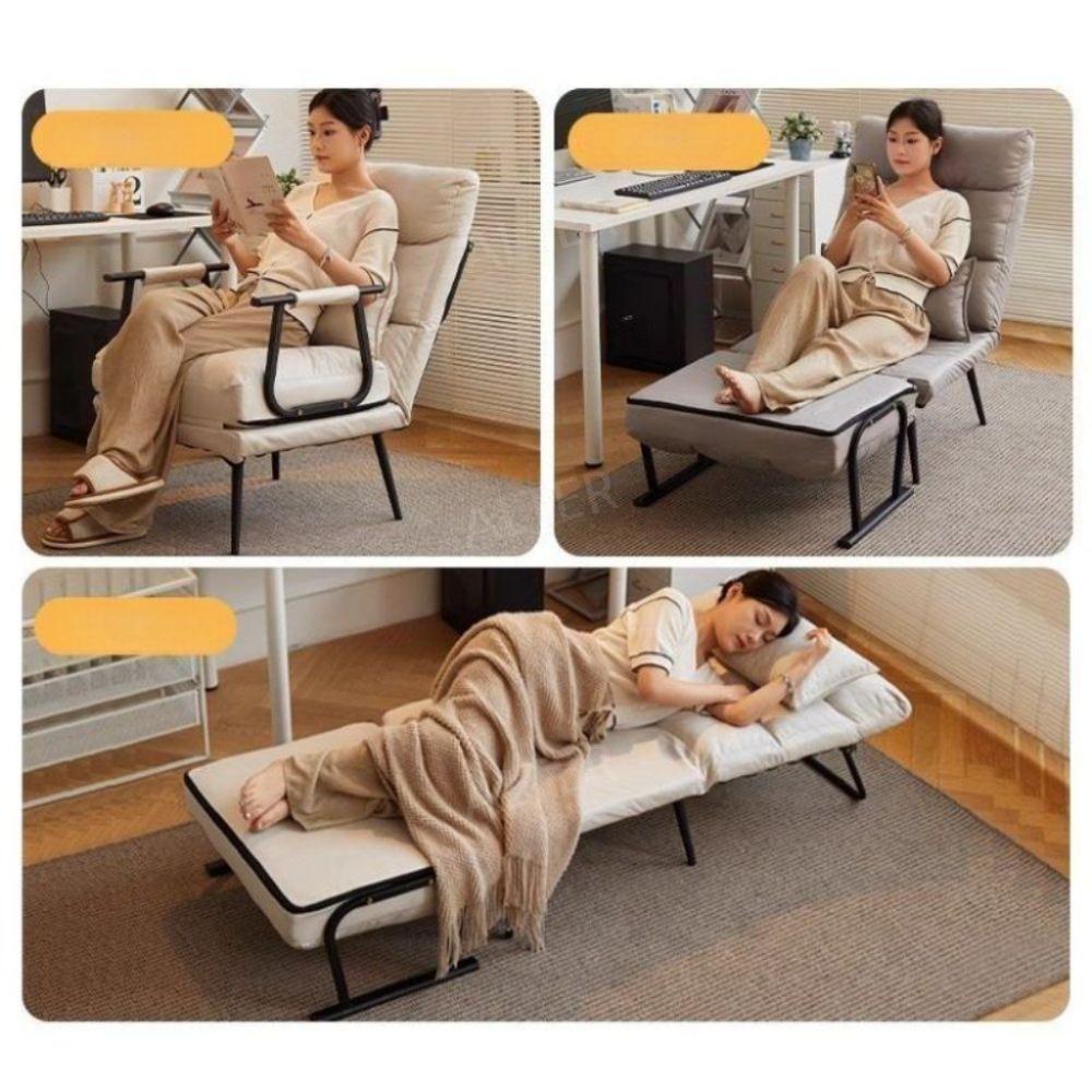 휴식의자 1인용 접이식 수면 낚시 눕는 간이 쇼파 거실 휴식 의자 리클라이너 65CM 그레이 라텍스 메모리폼 소파베드 - 상세 이미지 2